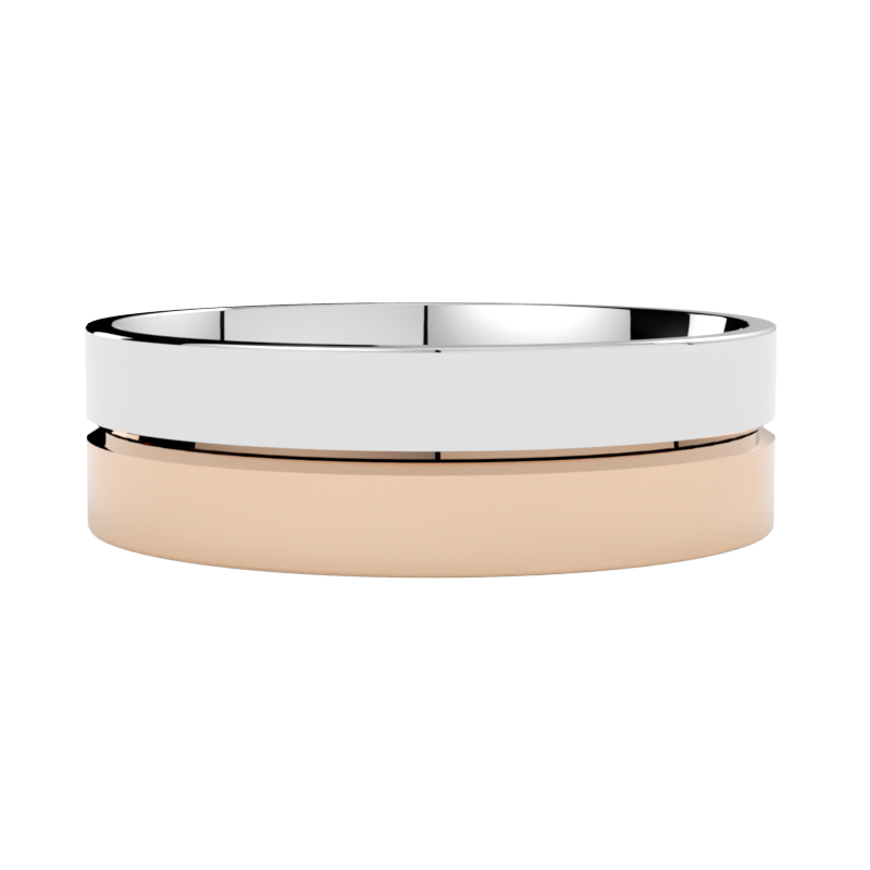 Biało-różowa obrączka ślubna wielokolorowa ze złota